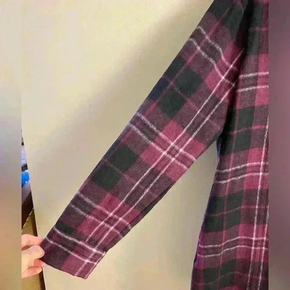 Eddie‎ Bauer brandywine plaid flannel shacket boyfriend fit XL NWT $119 - Picture 4 of 12